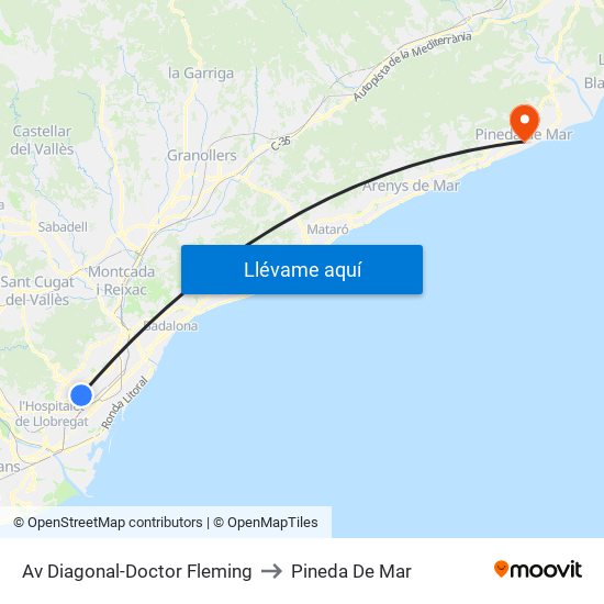Av Diagonal-Doctor Fleming to Pineda De Mar map