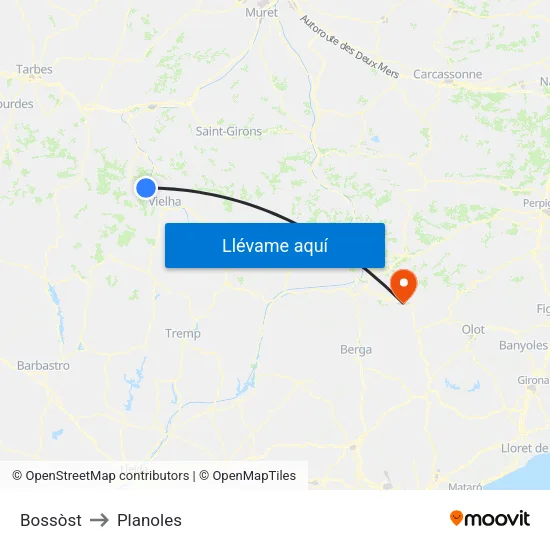 Bossòst to Planoles map
