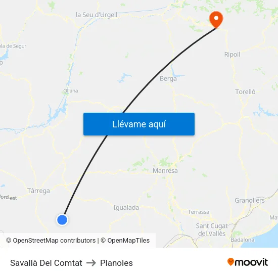 Savallà Del Comtat to Planoles map