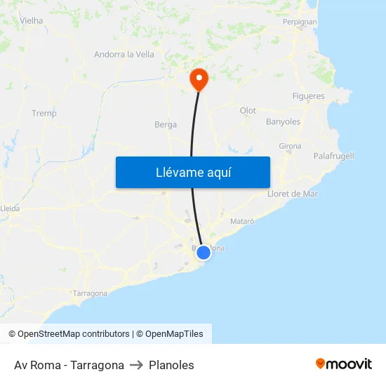 Av Roma - Tarragona to Planoles map