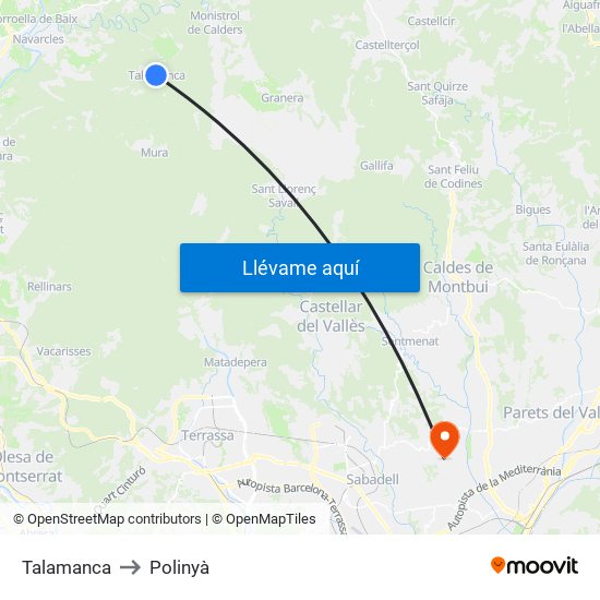 Talamanca to Polinyà map