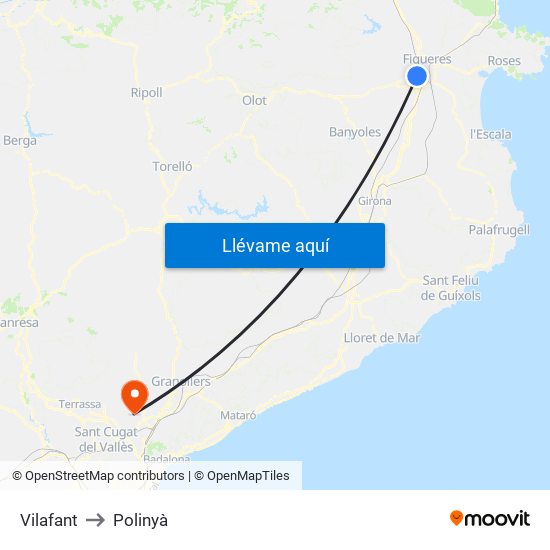 Vilafant to Polinyà map