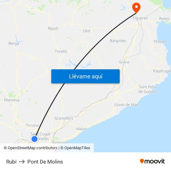 Rubí to Pont De Molins map