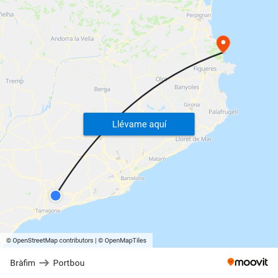 Bràfim to Portbou map