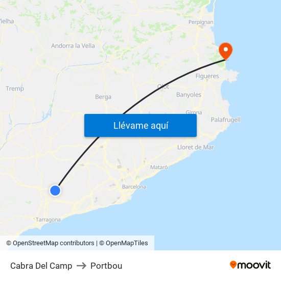 Cabra Del Camp to Portbou map