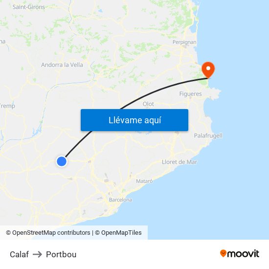Calaf to Portbou map