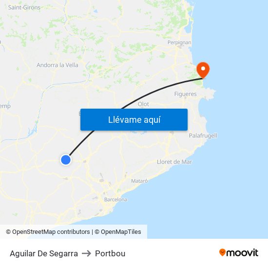 Aguilar De Segarra to Portbou map