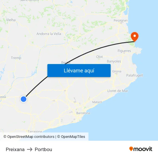 Preixana to Portbou map