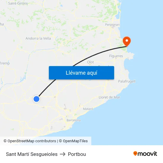 Sant Martí Sesgueioles to Portbou map