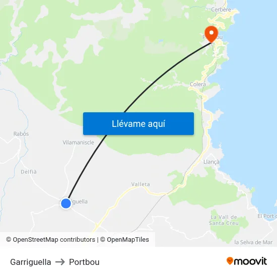 Garriguella to Portbou map
