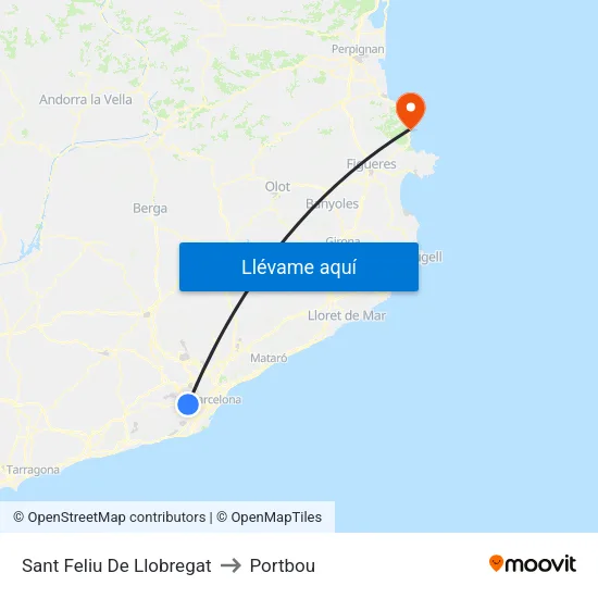 Sant Feliu De Llobregat to Portbou map