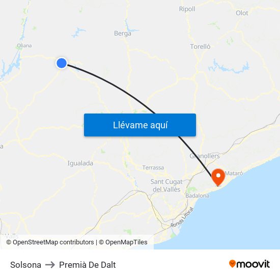 Solsona to Premià De Dalt map