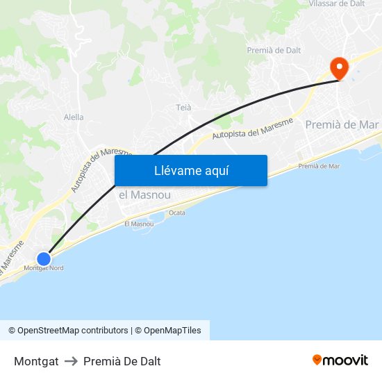 Montgat to Premià De Dalt map