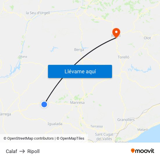 Calaf to Ripoll map