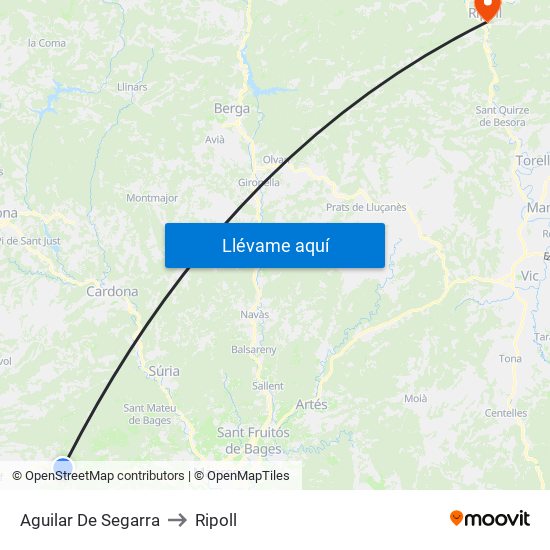 Aguilar De Segarra to Ripoll map