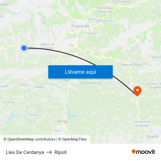 Lles De Cerdanya to Ripoll map