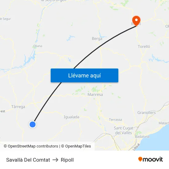 Savallà Del Comtat to Ripoll map