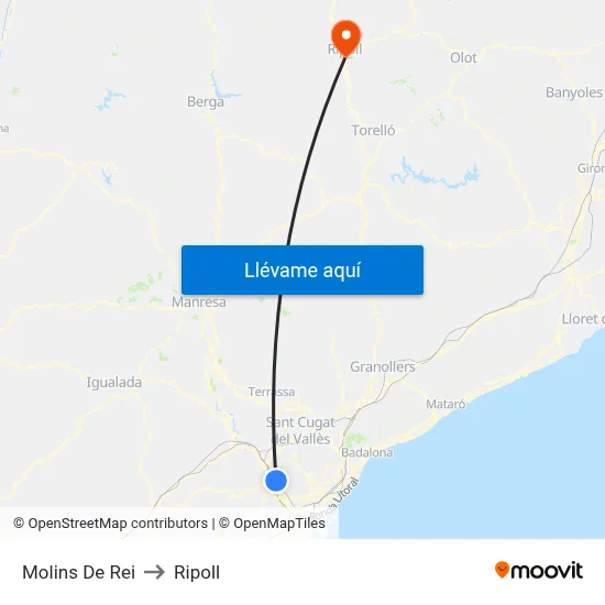 Molins De Rei to Ripoll map