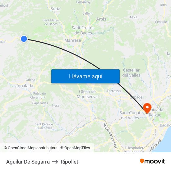 Aguilar De Segarra to Ripollet map