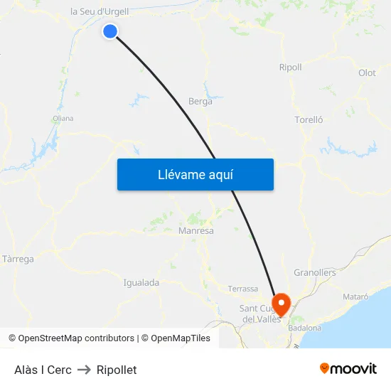 Alàs I Cerc to Ripollet map