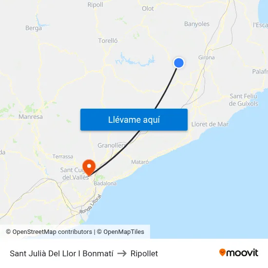Sant Julià Del Llor I Bonmatí to Ripollet map