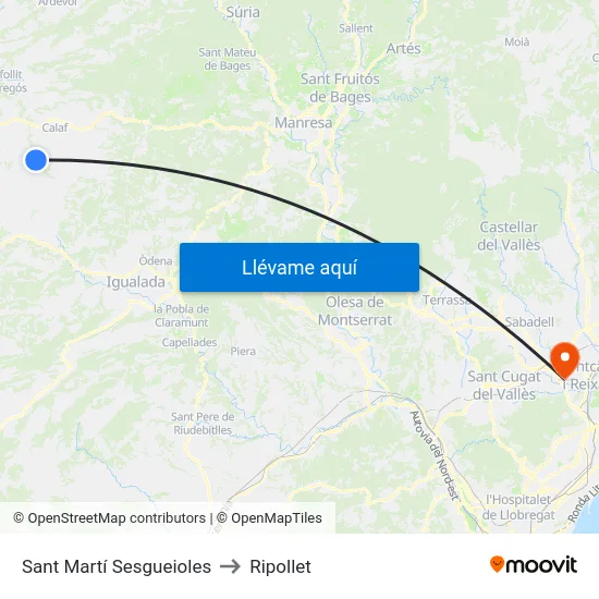Sant Martí Sesgueioles to Ripollet map