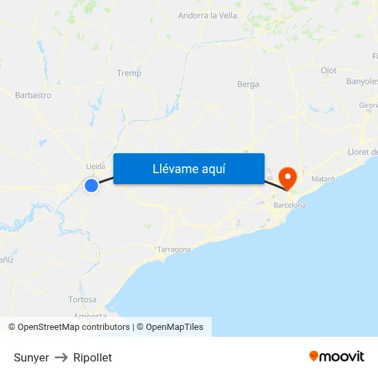 Sunyer to Ripollet map
