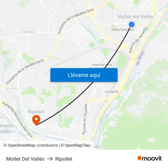 Mollet Del Vallès to Ripollet map