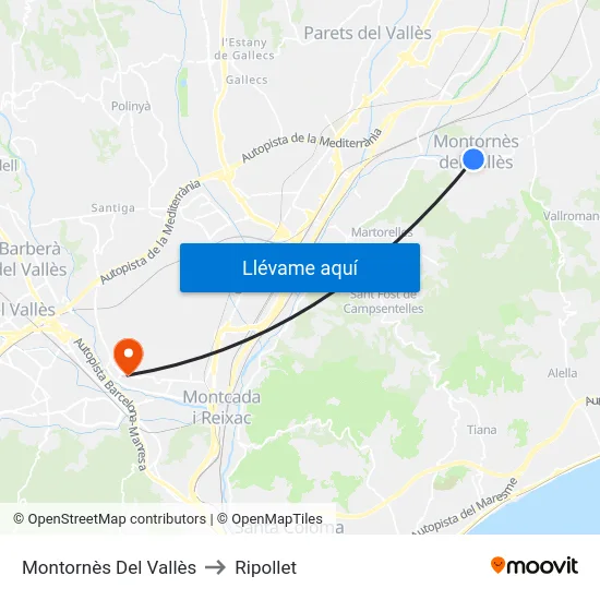 Montornès Del Vallès to Ripollet map