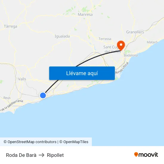 Roda De Barà to Ripollet map
