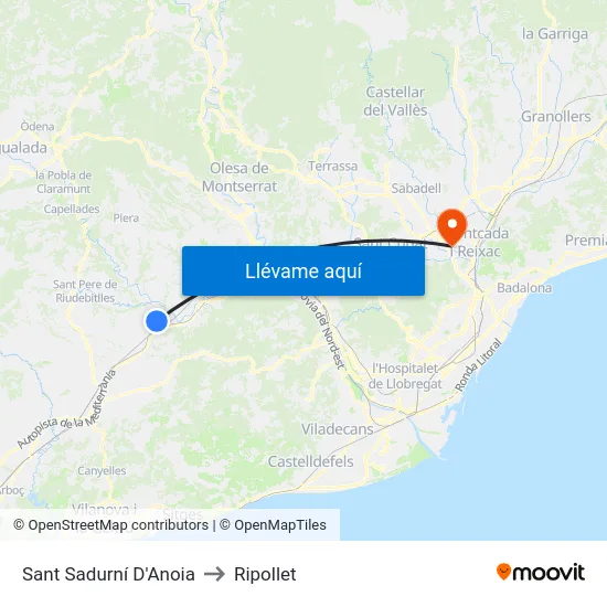 Sant Sadurní D'Anoia to Ripollet map