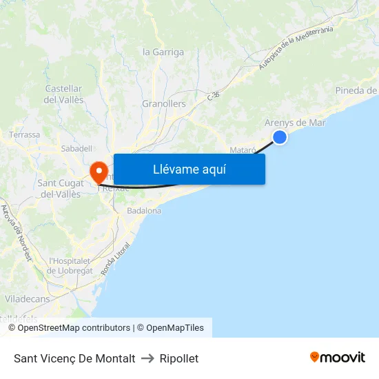 Sant Vicenç De Montalt to Ripollet map