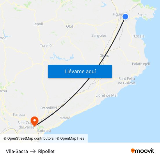 Vila-Sacra to Ripollet map