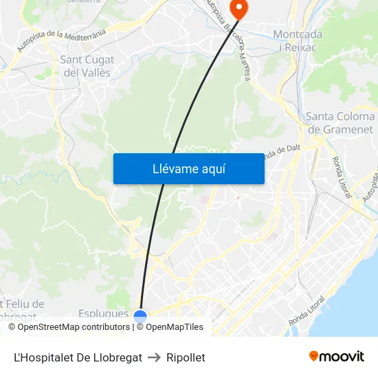 L'Hospitalet De Llobregat to Ripollet map