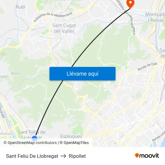 Sant Feliu De Llobregat to Ripollet map