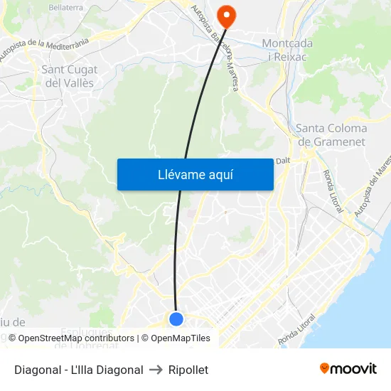 Diagonal - L'Illa Diagonal to Ripollet map