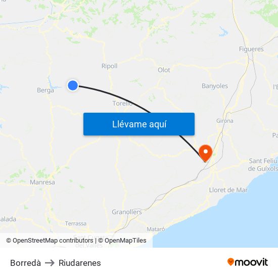 Borredà to Riudarenes map