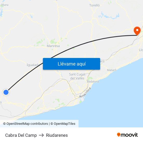 Cabra Del Camp to Riudarenes map