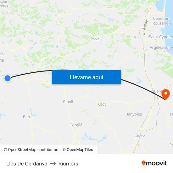 Lles De Cerdanya to Riumors map