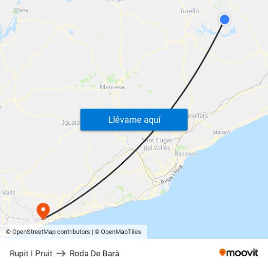 Rupit I Pruit to Roda De Barà map