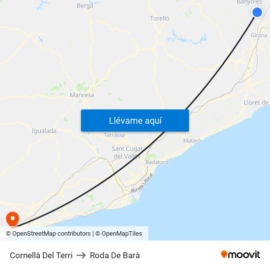 Cornellà Del Terri to Roda De Barà map