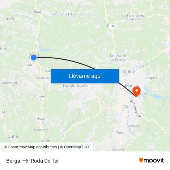 Berga to Roda De Ter map