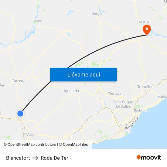 Blancafort to Roda De Ter map