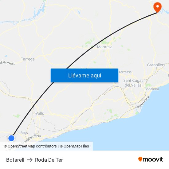 Botarell to Roda De Ter map