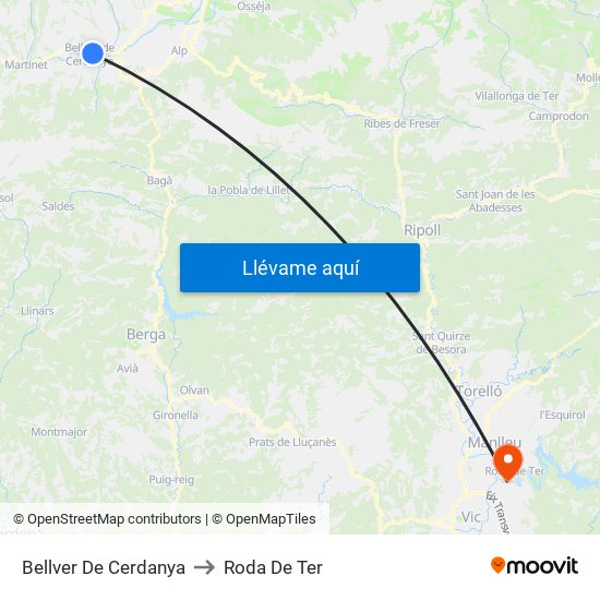 Bellver De Cerdanya to Roda De Ter map