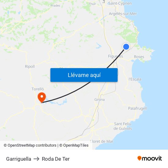 Garriguella to Roda De Ter map