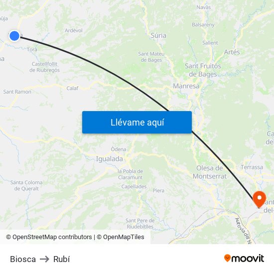 Biosca to Rubí map