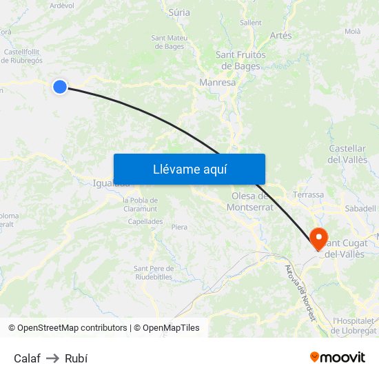 Calaf to Rubí map