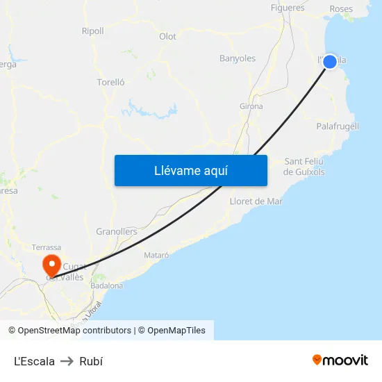 L'Escala to Rubí map