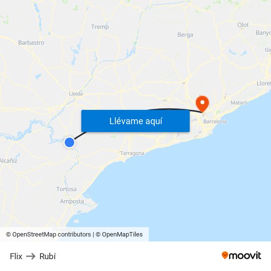 Flix to Rubí map